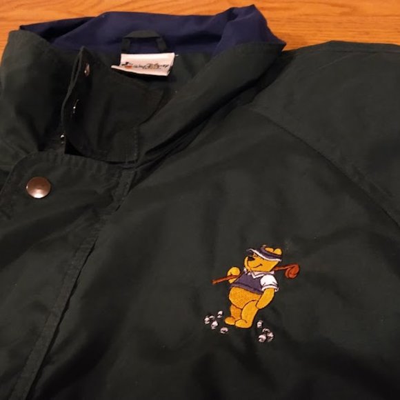 Walt Disney World Green Windbreaker/Raincoat - featuring Pooh in golf gear (sz) - Picture 2 of 5